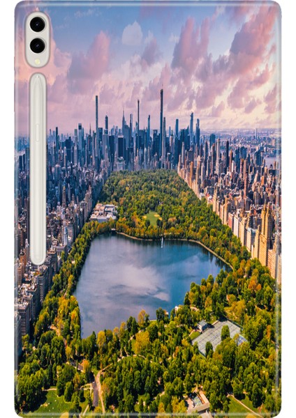 Samsung Galaxy Tab S8 Ultra SM-X900 14.6" Kılıf Tablet Için Desenli Silikon Kapak - Central Park