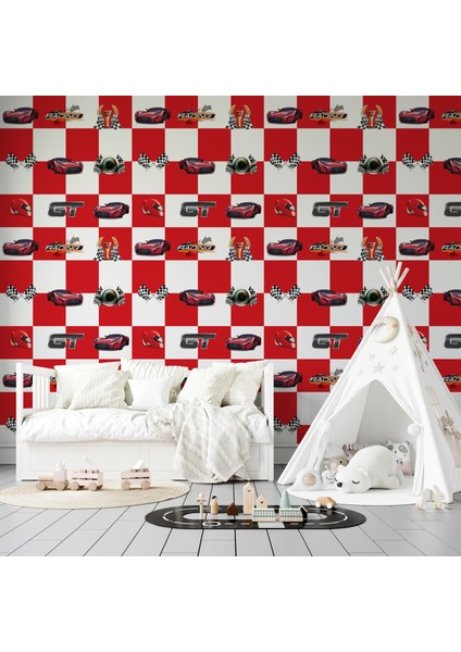 201-1 - Kırmızı Yarış Arabası Duvar Kağıdı modelleri