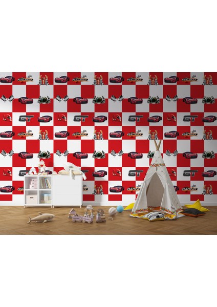 201-1 - Kırmızı Yarış Arabası Duvar Kağıdı fırsatları