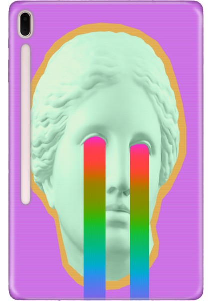 Samsung Galaxy Tab S7-Fe Lte SM-T737 Kılıf Tablet Için Desenli Silikon Kapak - Ağlayan Heykel