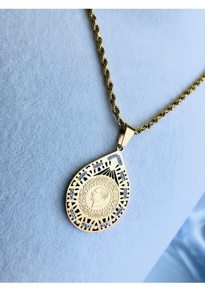 Taş Detaylı Çelik Yarım Kolye fırsatları