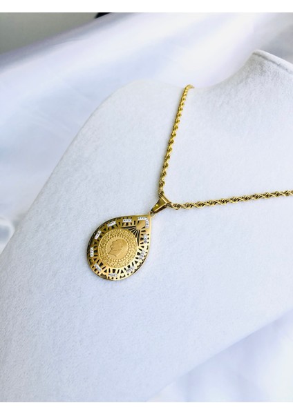 Taş Detaylı Çelik Yarım Kolye indirimleri