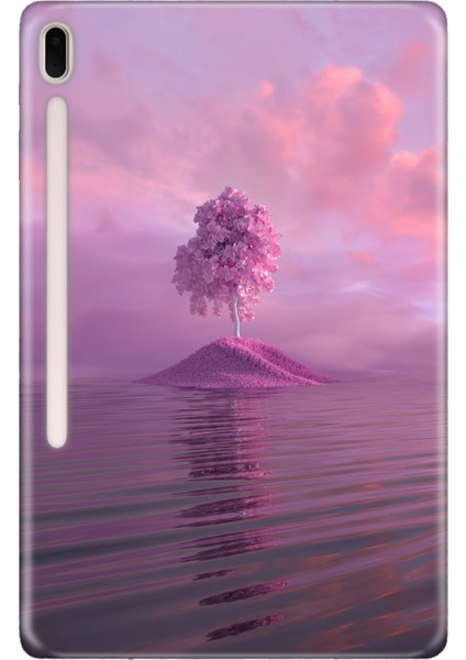 Samsung Galaxy Tab S7-Fe Lte SM-T737 Kılıf Tablet Için Desenli Silikon Kapak - Pembe Ada