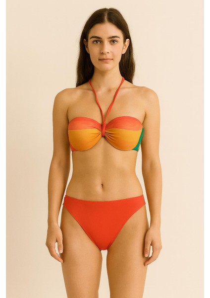 Kadın Renk Geçişli Straplez Askılı Bikini Takımı – Yazlık Şık Mayo 1190-66 indirimleri