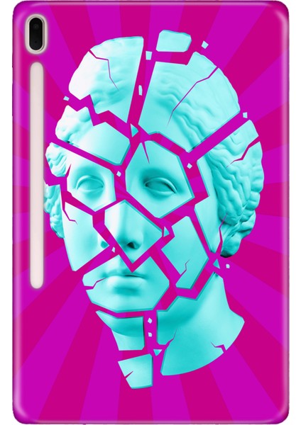 Samsung Galaxy Tab S7-Fe Lte SM-T737 Kılıf Tablet Için Desenli Silikon Kapak - Heykel Kolaj