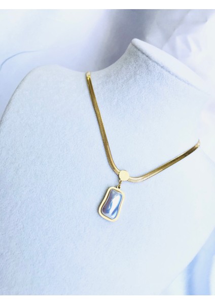 Beyazsedef Taşlı Çelik Kolye fırsatları