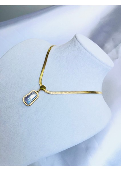 Beyazsedef Taşlı Çelik Kolye indirimleri