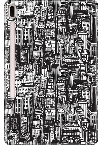 Samsung Galaxy Tab S7-Fe Lte SM-T737 Kılıf Tablet Için Desenli Silikon Kapak - City