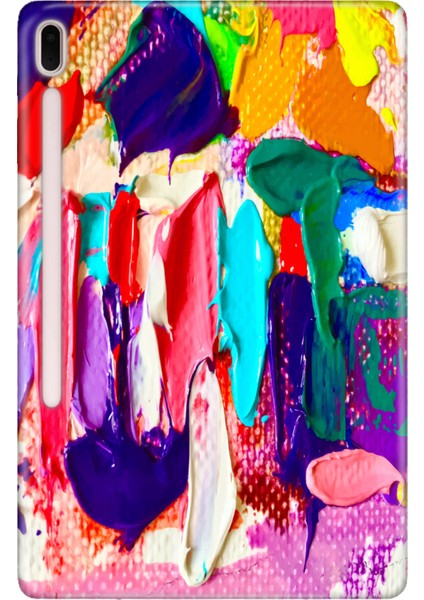 Samsung Galaxy Tab S7-Fe Lte SM-T737 Kılıf Tablet Için Desenli Silikon Kapak - Abstract