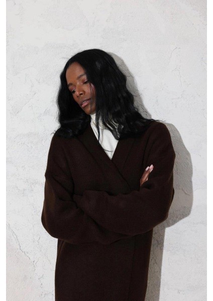 125 cm Uzun Acı Kahve Oversize Kadın Hırka fiyatları