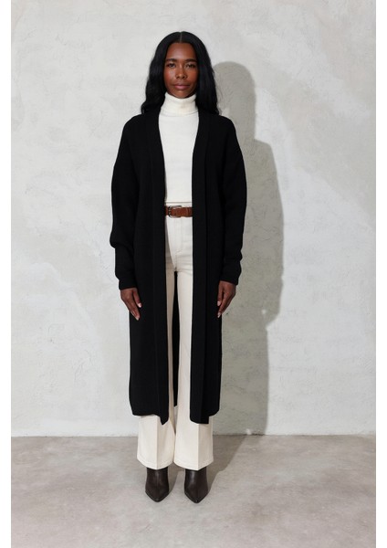 125 cm Uzun Siyah Oversize Kadın Hırka