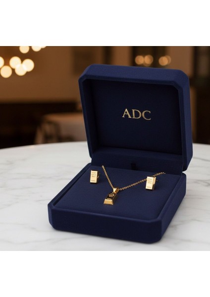 Vip Çelik Külçe Altın Model Kolye Küpe Seti - Kararmaz Gold Takı Kombini