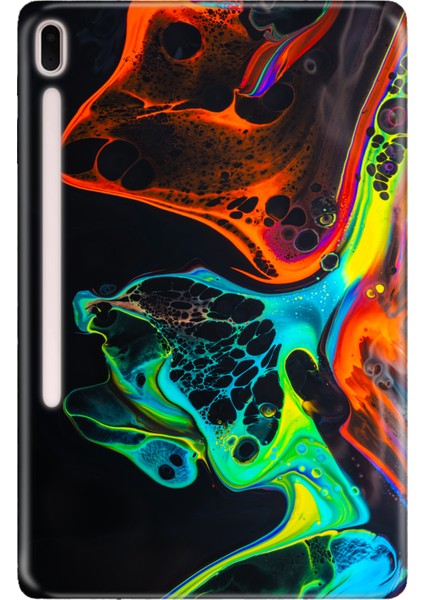 Samsung Galaxy Tab S7-Fe Lte SM-T737 Kılıf Tablet Için Desenli Silikon Kapak - Boyaların Dansı