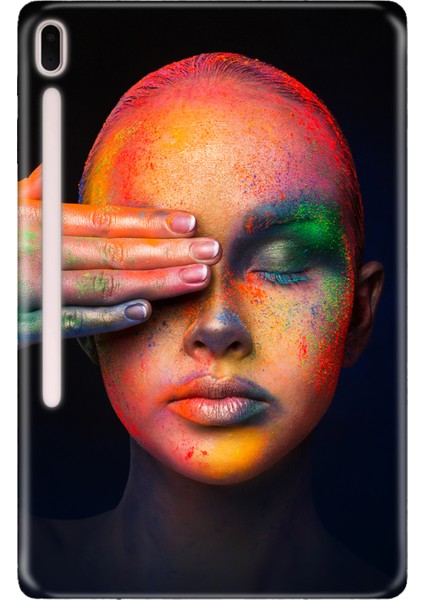 Samsung Galaxy Tab S7-Fe Lte SM-T737 Kılıf Tablet Için Desenli Silikon Kapak - Festival Makyajı