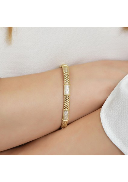 14 Ayar Altın Taşlı Yılan Kelepçe Bilezik fiyatları