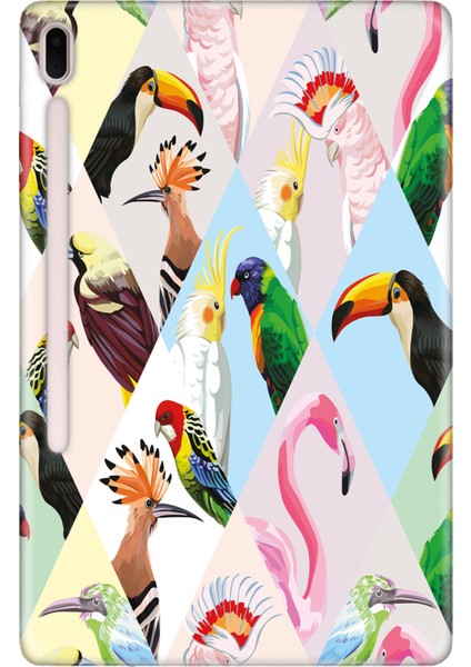 Samsung Galaxy Tab S7-Fe Lte SM-T737 Kılıf Tablet Için Desenli Silikon Kapak - Kuş Bahçesi