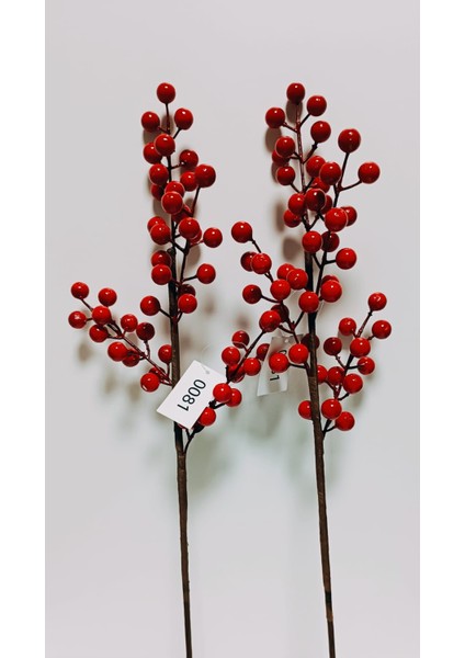 Yapay Dal Kokina 2 Adet 50 cm Kırmızı Küçük Boy(4 Kafalı) Yeni Yıl Yılbaşı modelleri