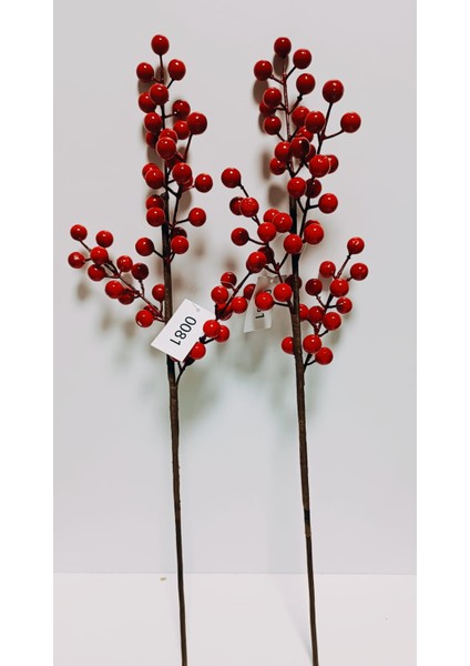 Yapay Dal Kokina 2 Adet 50 cm Kırmızı Küçük Boy(4 Kafalı) Yeni Yıl Yılbaşı fırsatları