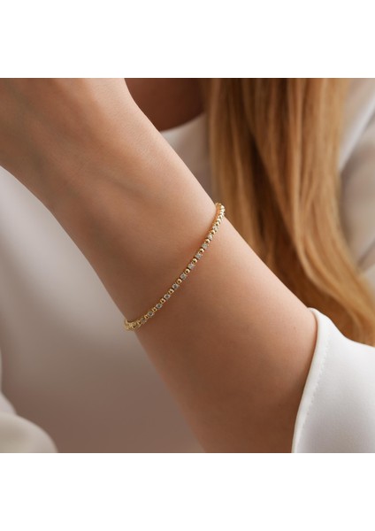 14 Ayar Altın Taş Detaylı Bilezik