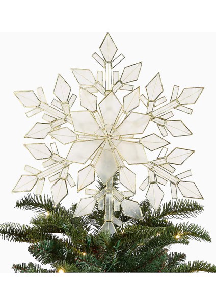 Capiz Shell Snowflake Christmas Tree Topper Yılbaşı Ağaç Süsü