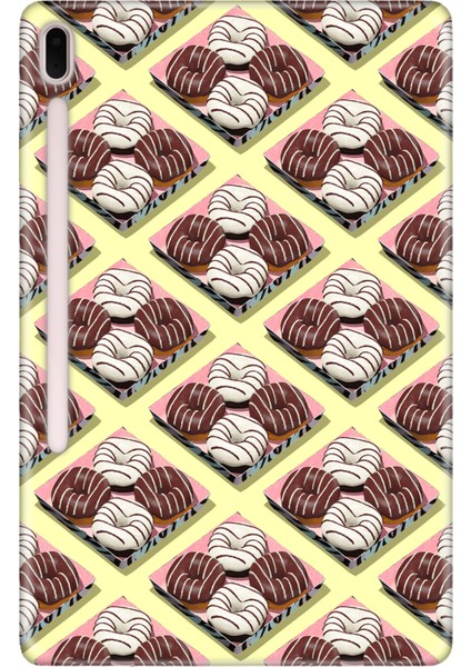 Samsung Galaxy Tab S7-Fe Lte SM-T737 Kılıf Tablet Için Desenli Silikon Kapak - Cupcakedonut
