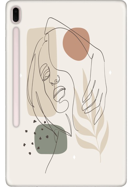 Samsung Galaxy Tab S7 SM-T870 11" Kılıf Tablet Için Desenli Silikon Kapak - Kadınsiluet