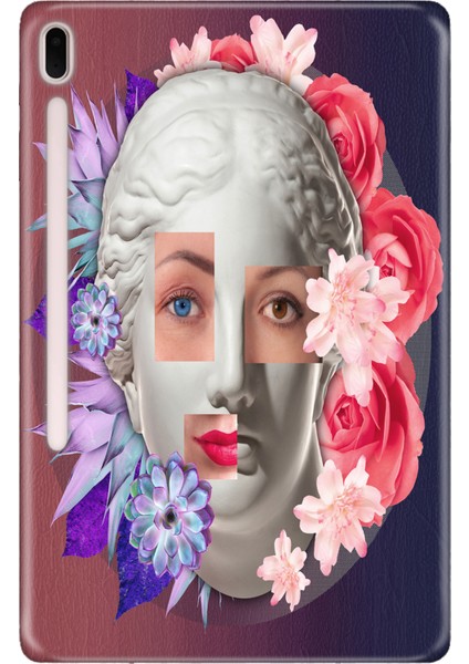 Samsung Galaxy Tab S7-Fe Lte SM-T737 Kılıf Tablet Için Desenli Silikon Kapak - Kreatif Yüz