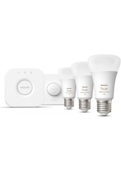 Hue 3'lü E27 Renkli Akıllı LED Ampul Başlangıç Seti Akıllı Butonlu fiyatları