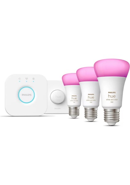 Hue 3'lü E27 Renkli Akıllı LED Ampul Başlangıç Seti Akıllı Butonlu modelleri