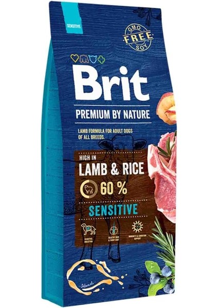 Brit Premium By Nature Sensitive Kuzu Etli Pirinçli Yetişkin Köpek Maması 15 kg