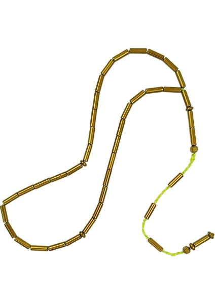 Kesme Model Altın Renk Hematit Taşı Tesbih 3 x 9 mm