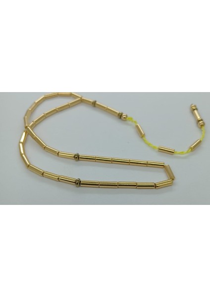 Kesme Model Altın Renk Hematit Taşı Tesbih 3 x 9 mm modelleri