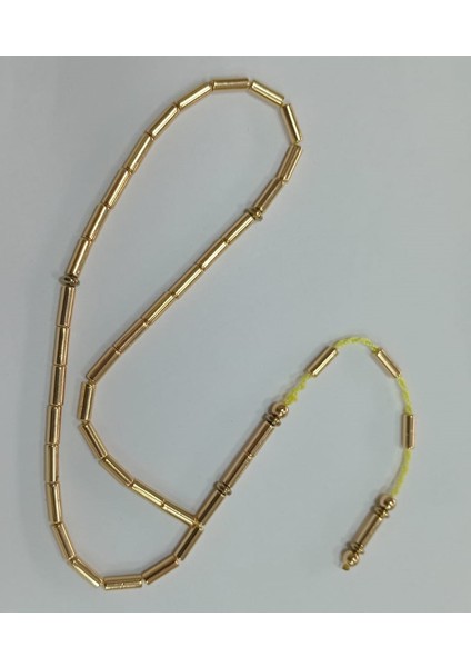 Kesme Model Altın Renk Hematit Taşı Tesbih 3 x 9 mm