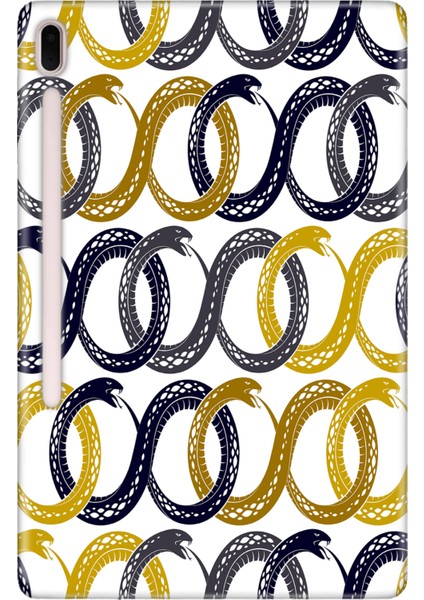 Samsung Galaxy Tab S7-Fe Lte SM-T737 Kılıf Tablet Için Desenli Silikon Kapak - Snake