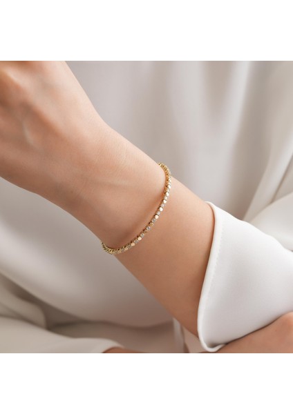 14 Ayar Altın Taş Detaylı Bilezik