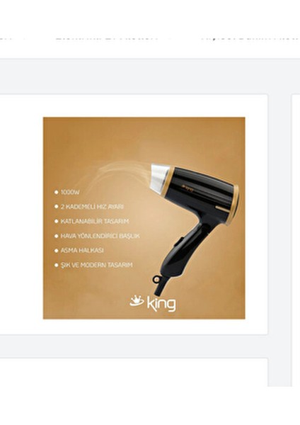 KSK-437 Vilda Seyehat Saç Kurutma Makinesi 1000 W Hafif ve Sessiz Çalışma Özelliği indirimleri