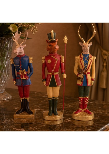 Dekoratif 3'lü Üniformalı Geyik Takımı fiyatları
