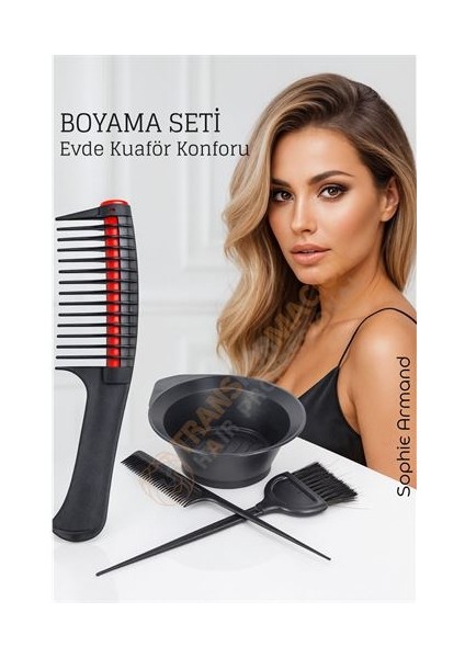 Saç Boyama Seti 3’lü ve Saç Boya Sıyırıcı Tarak, Seti Fırça, Boya Kabı ile Profesyonel U