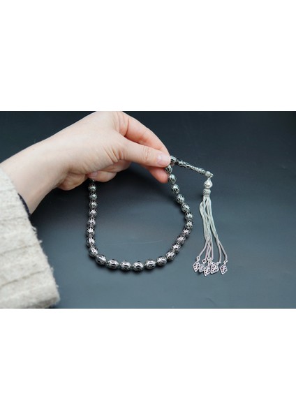 Siyah İnci Oltutaşı Badem Kesim Nakış Işlemeli Oltu Taşı Tesbih ST000154 indirimleri