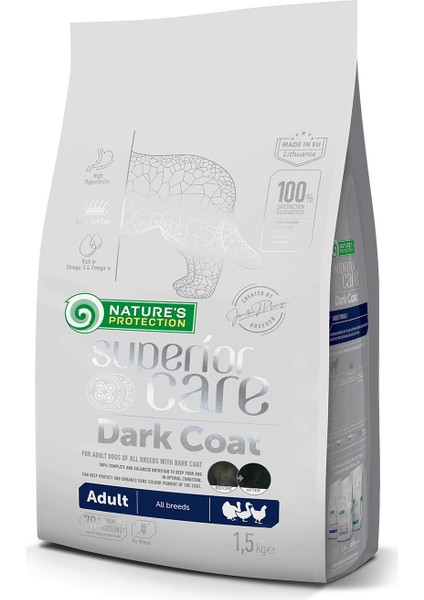 Nature's Protection Superior Care Koyu Renk Tüylü Köpekler Için Kümes Hayvanlı Tüm Irklar Için Yetişkin Köpek Maması 1.5kg