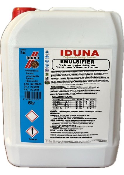 Emulsifier Yağ ve Leke Sökücü Yardımcı Yıkama Ürünü 5l