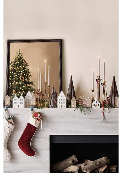 LED Gingerbread Holiday Village Set 4 Ahşap Aydınlatmalı Evler Yılbaşı Temalı fiyatları