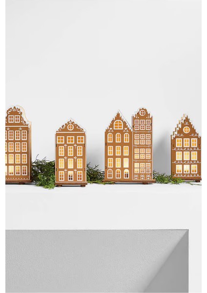 LED Gingerbread Holiday Village Set 4 Ahşap Aydınlatmalı Evler Yılbaşı Temalı fırsatları