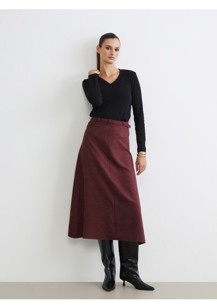 Beli Kemerli Süet Etek