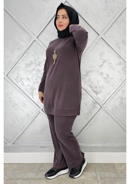 Kadın Kol Kısmı Çıt Çıt Detaylı Kolyeli Tesettür Takım