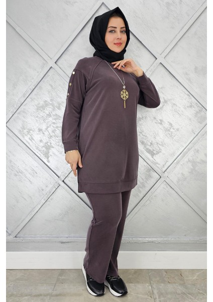 Kadın Kol Kısmı Çıt Çıt Detaylı Kolyeli Tesettür Takım fiyatları
