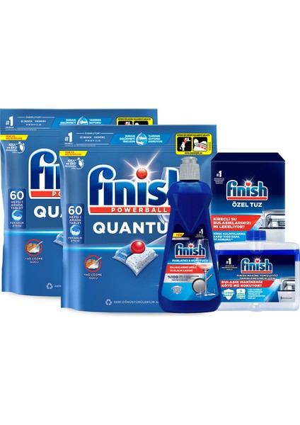 Quantum 120 Tablet Bulaşık Makinesi Deterjanı (60X2) +Temizlik ve Bakım Seti