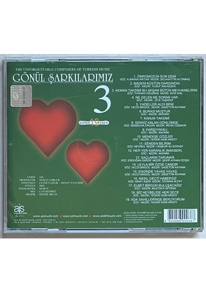 Gönül Şarkılarımız 3 CD (Orijinal Dönem Baskı Cd) fiyatları