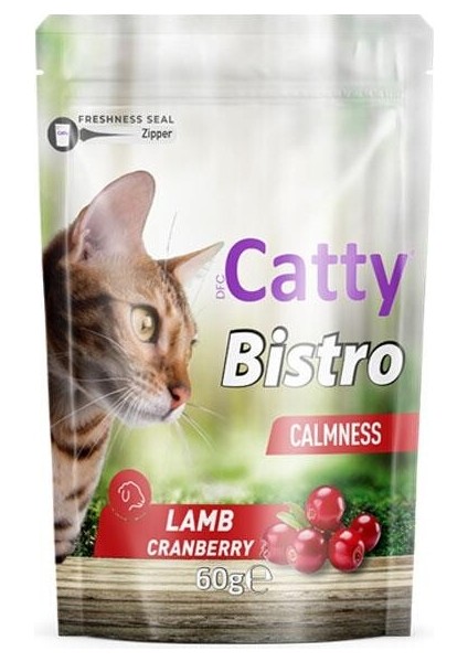 Bistro Sakinleşme Etkili Kuzulu ve Kızılcıklı Kedi Ödül Maması 60 gr