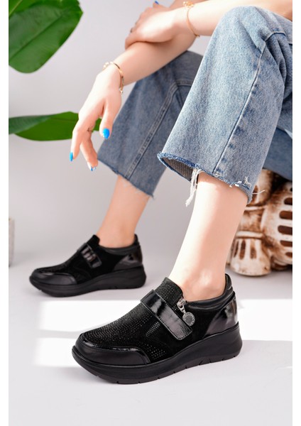Kadın Siyah Hakiki Deri Casual Ayakkabı modelleri